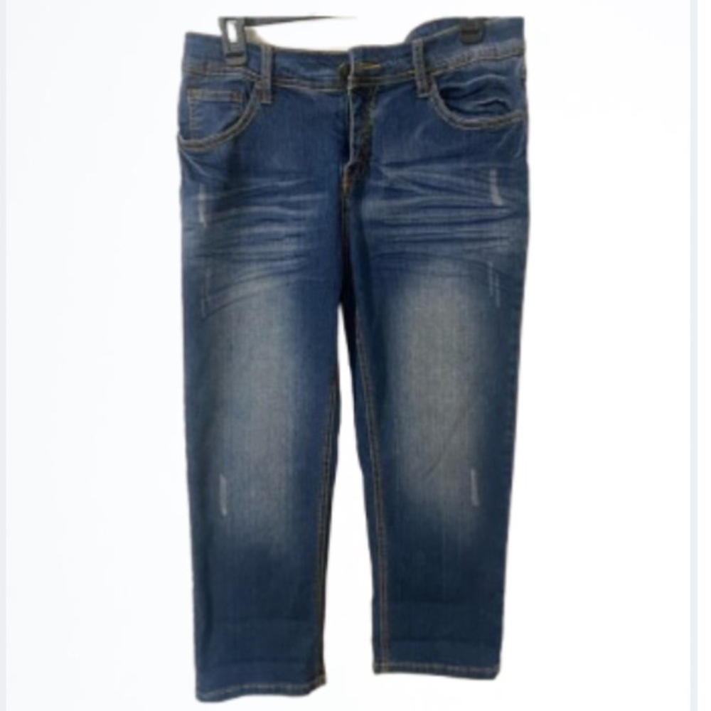 Bogari Stonewashed Distressed Cropped Premium Denim Jeans Size 12 NWT